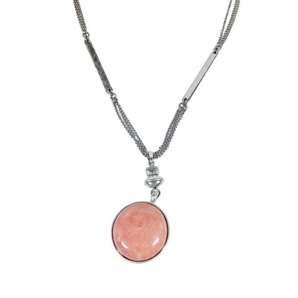 Na Jewelry - Rhodochrosite Navajo Round Double Sided Pendant Necklace Jewelry 16" Fantasy
